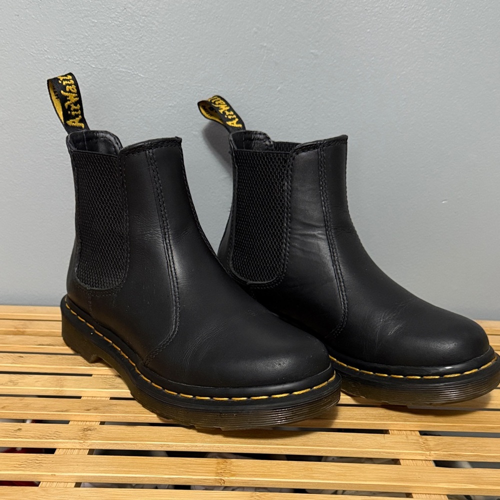 Dr. Martens Black Chelsea Boots with Yellow Stitching